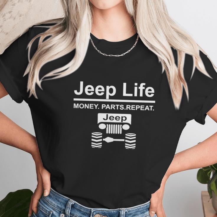 Jeep Life Money Parts Repeat Unisex T-Shirt Gifts for Her