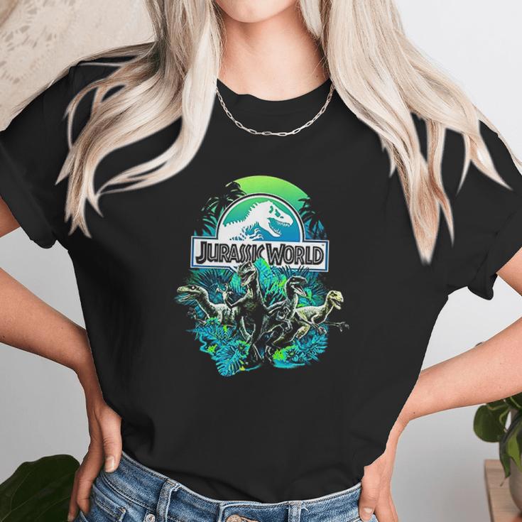 Jurassic World Blue Green Jungle Velociraptor Attack Unisex T-Shirt Gifts for Her