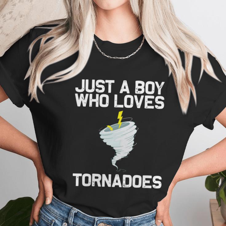 Just A Boy Who Loves Tornadoes Tornado Meteorologist Unisex T-Shirt Gifts for Her