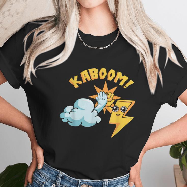 Kaboom Cloud Lightning Electrical Storm Thunder Bolt Humor Graphic Design Printed Casual Daily Basic Unisex T-Shirt Gifts for Her