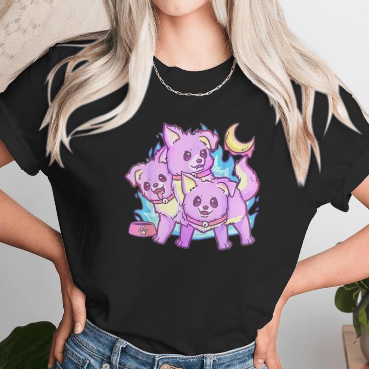 Kawaii Pastel Goth 3 Headed Dog Anime Unisex T-Shirt Gifts for Her