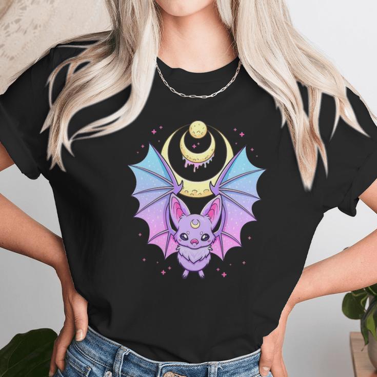 Kawaii Pastel Goth Cute Creepy Crescent Moon Bat Unisex T-Shirt Gifts for Her