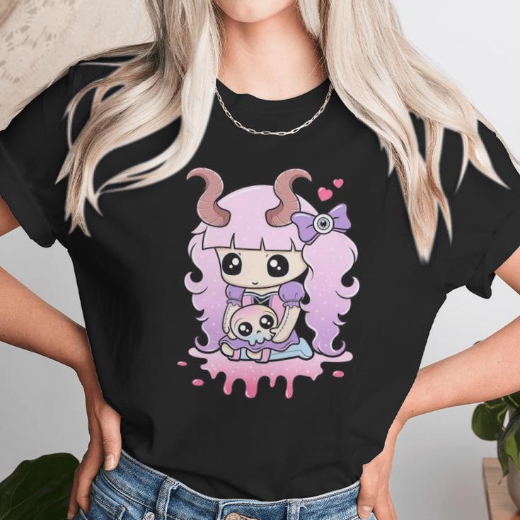 Kawaii Pastel Goth Cute Creepy Girl Anime Skull Unisex T-Shirt Gifts for Her