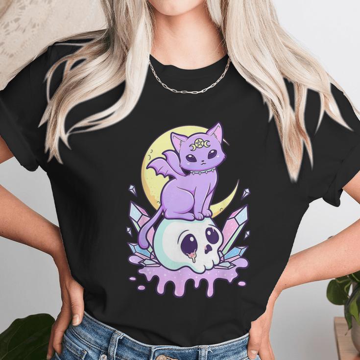 Kawaii Pastel Goth Cute Creepy Witchy Cat And Skull V5 Unisex T-Shirt Gifts for Her