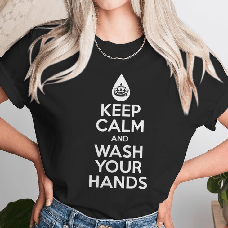 Keep Calm And Wash Your Hands Funny Virus Unisex T-Shirt Gifts for Her