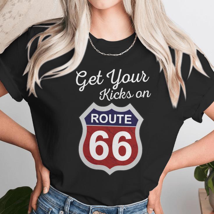 Get Your Kicks Route 66 Distressed &S Unisex T-Shirt Gifts for Her