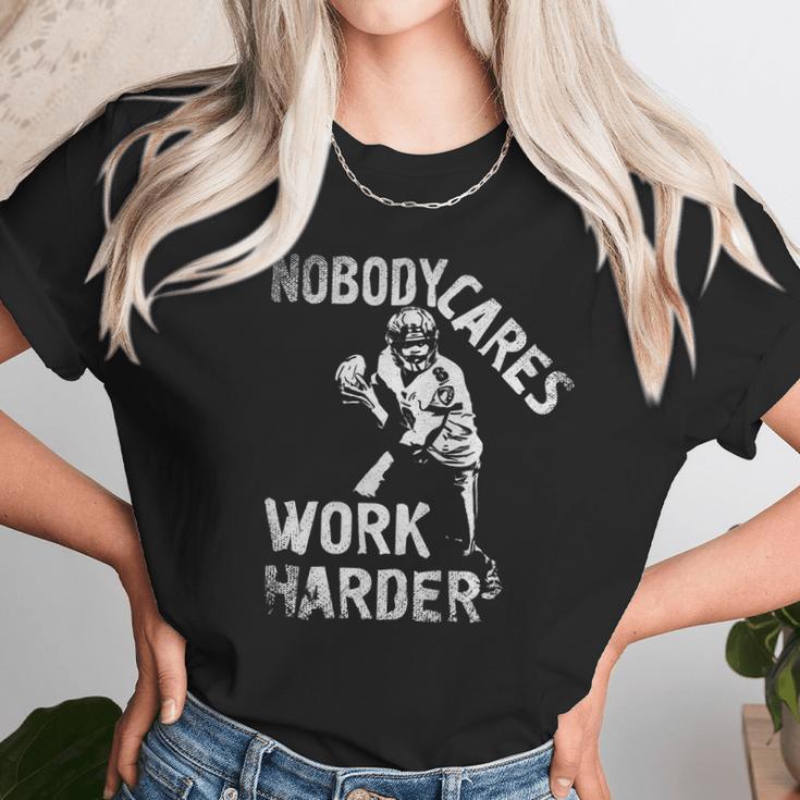 Lamar Jackson Nobody Cares Work Harder T-Shirt Unisex T-Shirt Gifts for Her