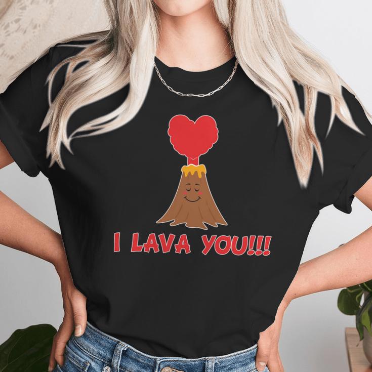 I Lava You Volcano Funny Cute Valentines Day Gift Unisex T-Shirt Gifts for Her