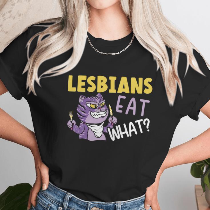 Lesbians Eat What Lgbtq Member Sexual Diversity Pride Parade Gift Graphic Design Printed Casual Daily Basic Unisex T-Shirt Gifts for Her