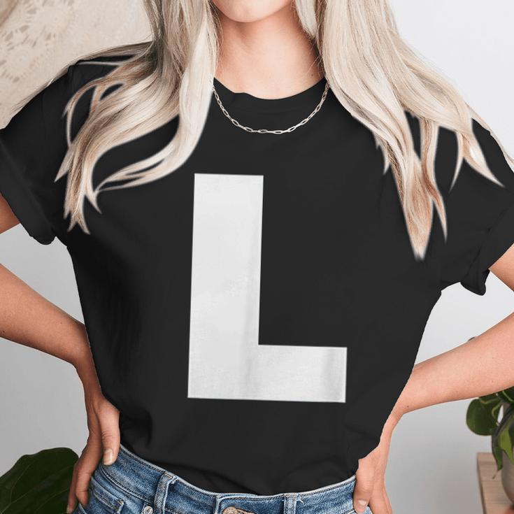 Letter L Capital Alphabet Bold Style Unisex T-Shirt Gifts for Her