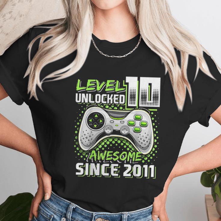 Level 10 Unlocked Awesome 2011 Video Game 10Th Birthday Gift Green Unisex T-Shirt Gifts for Her