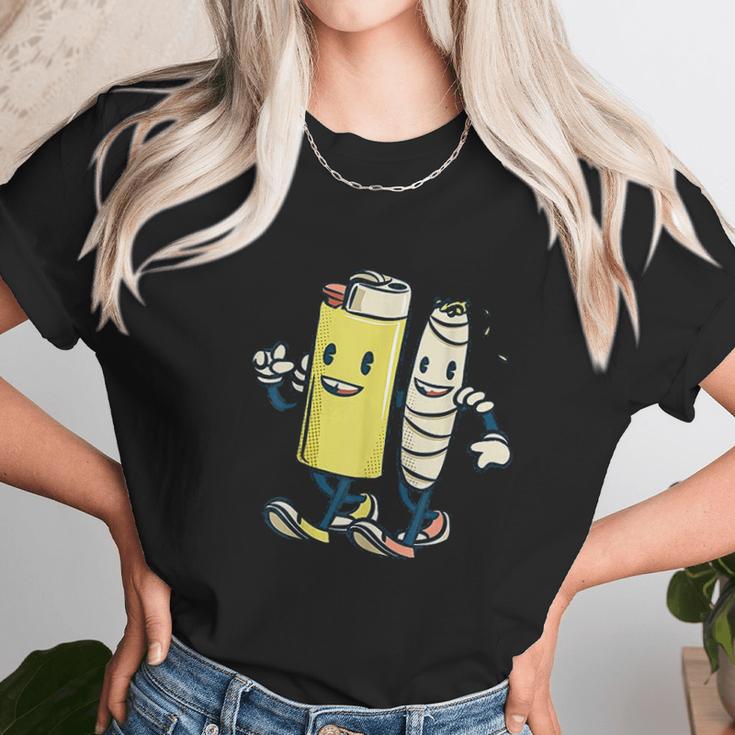 Lighter Joint Friends Smoking Marijuana Unisex T-Shirt Gifts for Her