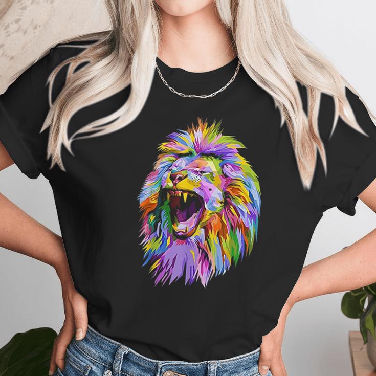 Lion Head Colorful Unisex T-Shirt Gifts for Her