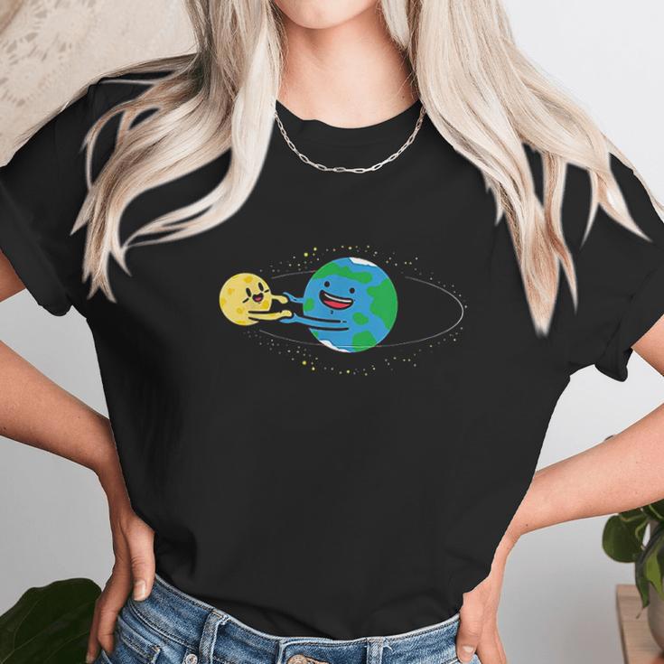 Love Earth And Moon Happy Stars Planets Space Orbit Unisex T-Shirt Gifts for Her