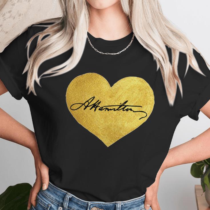 Love A Hamilton Golden Signature Heart Unisex T-Shirt Gifts for Her