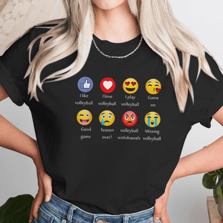 I Love Volleyball Funny Emoji Emoticons Graphic Unisex T-Shirt Gifts for Her