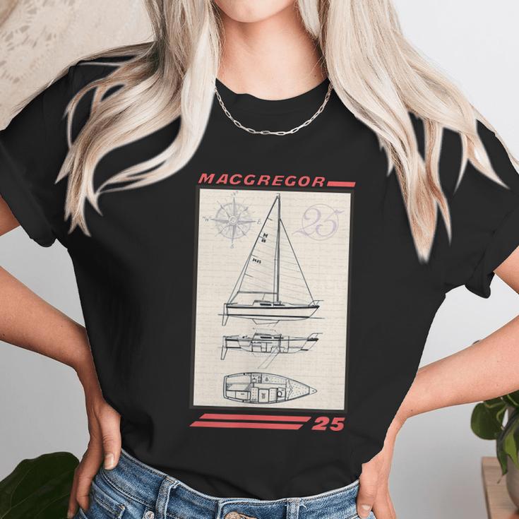 Macgregor 25 Sailboat Line Drawing Graphic Design Printed Casual Daily Basic Unisex T-Shirt Gifts for Her