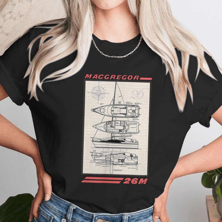 Macgregor 26M Sailboat Line Drawing Graphic Design Printed Casual Daily Basic Unisex T-Shirt Gifts for Her