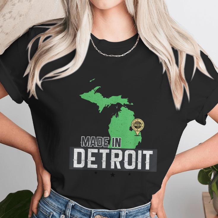 Made In Detroit Michigan State Map Motor City Area Graphic Design Printed Casual Daily Basic Unisex T-Shirt Gifts for Her