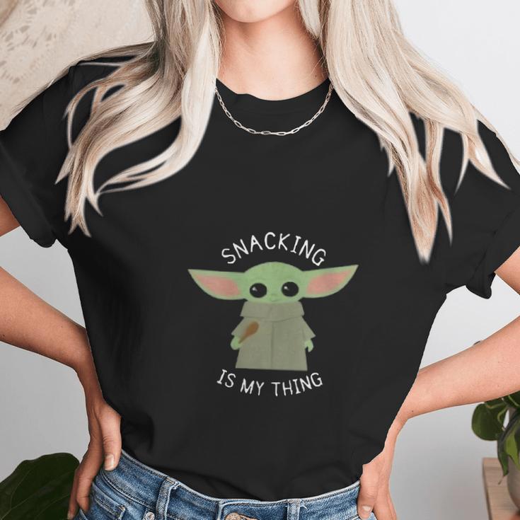 The Mandalorian The Child Snacking Is My Thing Unisex T-Shirt Gifts for Her