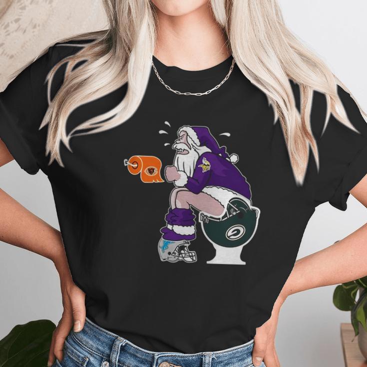 Minnesota Vikings Vs Detroit Lions Chicago Bears Green Bay Packers Santa Claus Shirt Unisex T-Shirt Gifts for Her