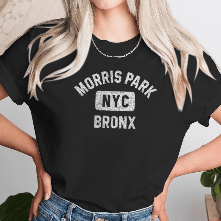 Morris Park Bronx Nyc Gym Style Distressed White Print Unisex T-Shirt Gifts for Her