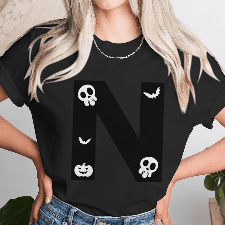 N Name Character Skullcap Pumpkin Dracula Halloween Quote Unisex T-Shirt Gifts for Her