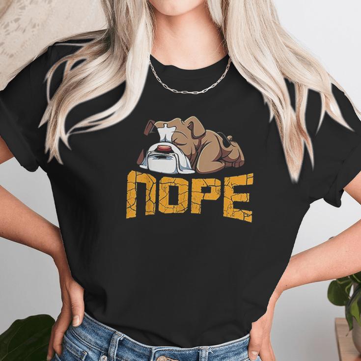 Nope Lazy English Bulldog Funny Dog Pet Lover Unisex T-Shirt Gifts for Her