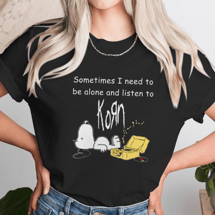 Official Sometimes I Need To Be Alone And Listen To Korn Snoopy Shirt Unisex T-Shirt Gifts for Her