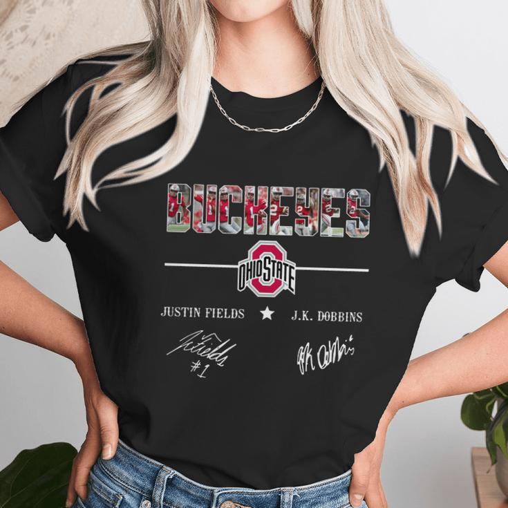 Ohio State Buckeyes Justin Fields And Jk Dobbins Signatures Shirt Unisex T-Shirt Gifts for Her