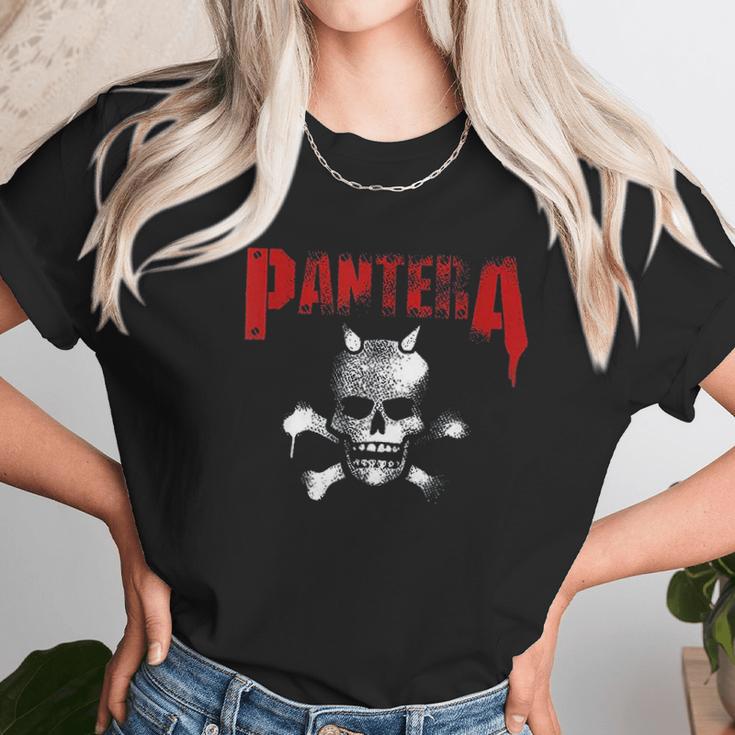 Pantera Official Horned Skull Stencil Unisex T-Shirt Gifts for Her