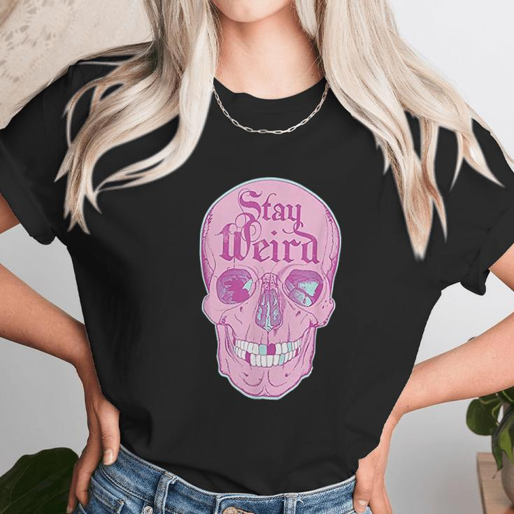 Pastel Goth Girl Stay Weird Emo Pink Skull Unisex T-Shirt Gifts for Her