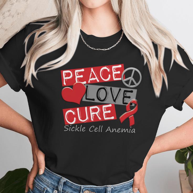 Peace Love Cure Sickle Cell Anemia Unisex T-Shirt Gifts for Her