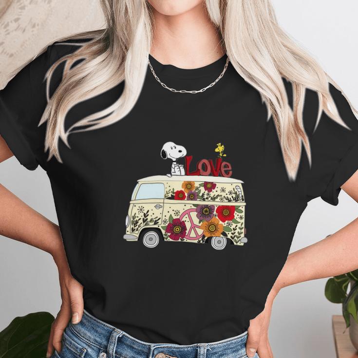 Peace And Love Are All We Need Volkswagen Bus Snoopy Shirts Unisex T-Shirt Gifts for Her