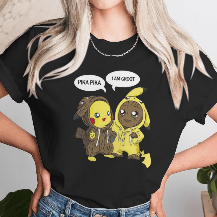 Pikachu Pika Pika I Am Groot Unisex T-Shirt Gifts for Her