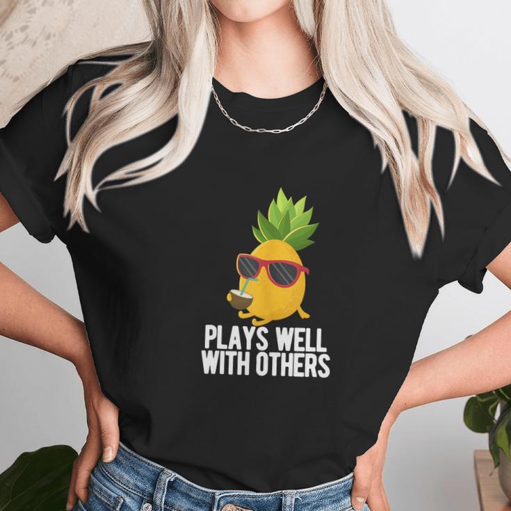 Pineapple Swinger Plays Well With Others Swingers Shirt Unisex T-Shirt Gifts for Her