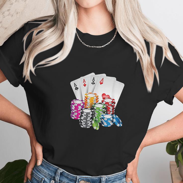 Poker King Queen Card Casino Chip Gambling Unisex T-Shirt Gifts for Her