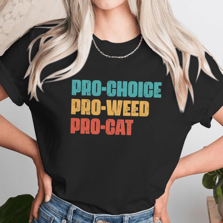 Pro Choice Pro Weed Pro Cat Retro Vintage Unisex T-Shirt Gifts for Her