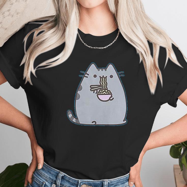 Pusheen The Cat Eating Noodles Juniors Unisex T-Shirt Gifts for Her