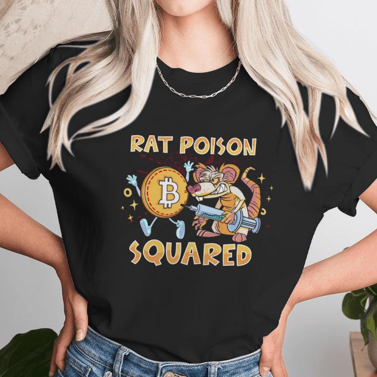 Rat Poison Squared Funny Cartoon Rat Stylized Bitcoin Sketch Graphic Design Printed Casual Daily Basic Unisex T-Shirt Gifts for Her