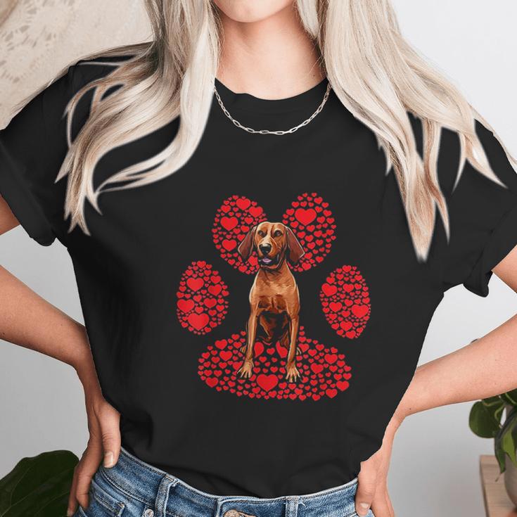 Redbone Coonhound Valentines Day Dog Love Paw Unisex T-Shirt Gifts for Her