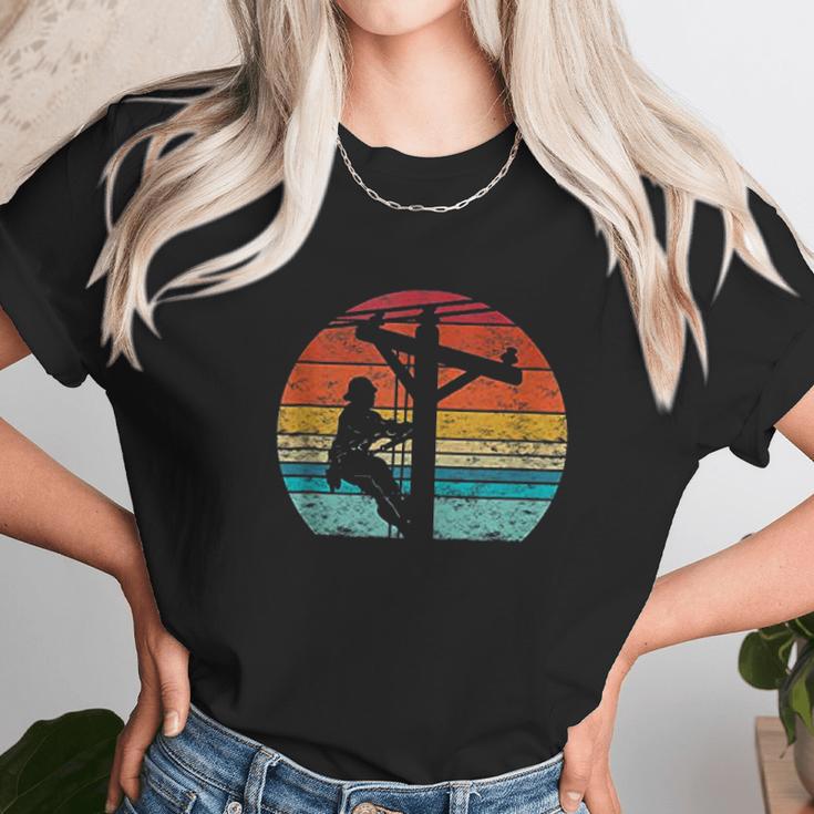 Retro Style Electric Cable Lineman Unisex T-Shirt Gifts for Her