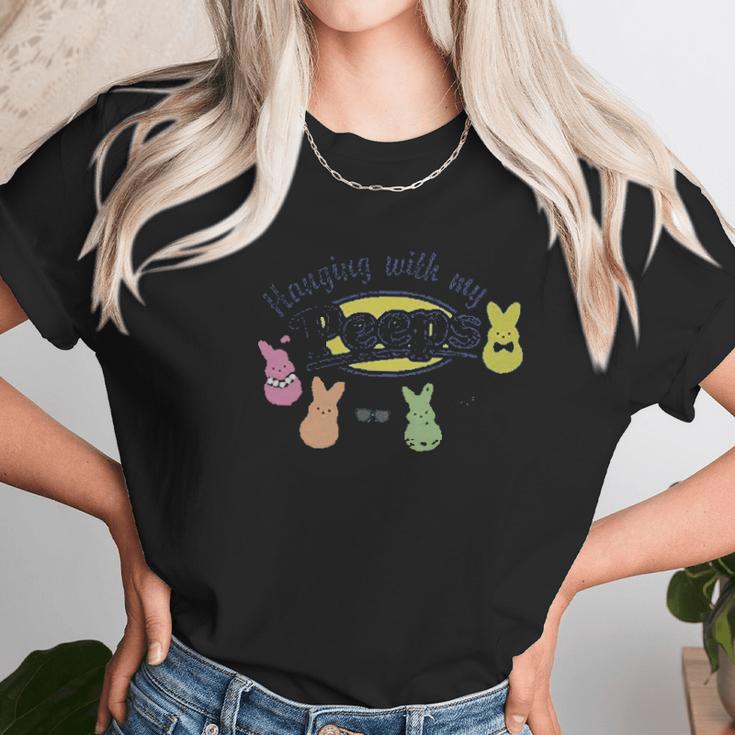 Rivebella Hanging With My Peeps Easter Little Unisex T-Shirt Gifts for Her