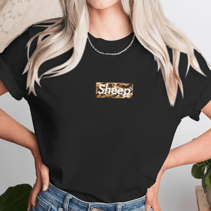 Sheep Brown Camo Box Logo Unisex T-Shirt Gifts for Her