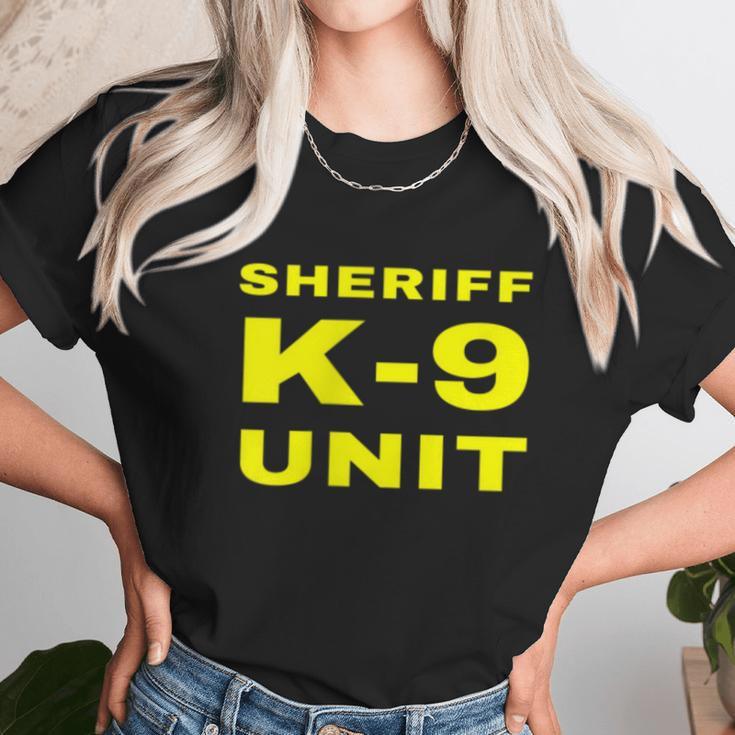 Sheriff K9 Unit Front And Back Print K9 Police Dog Handler Graphic Design Printed Casual Daily Basic Unisex T-Shirt Gifts for Her