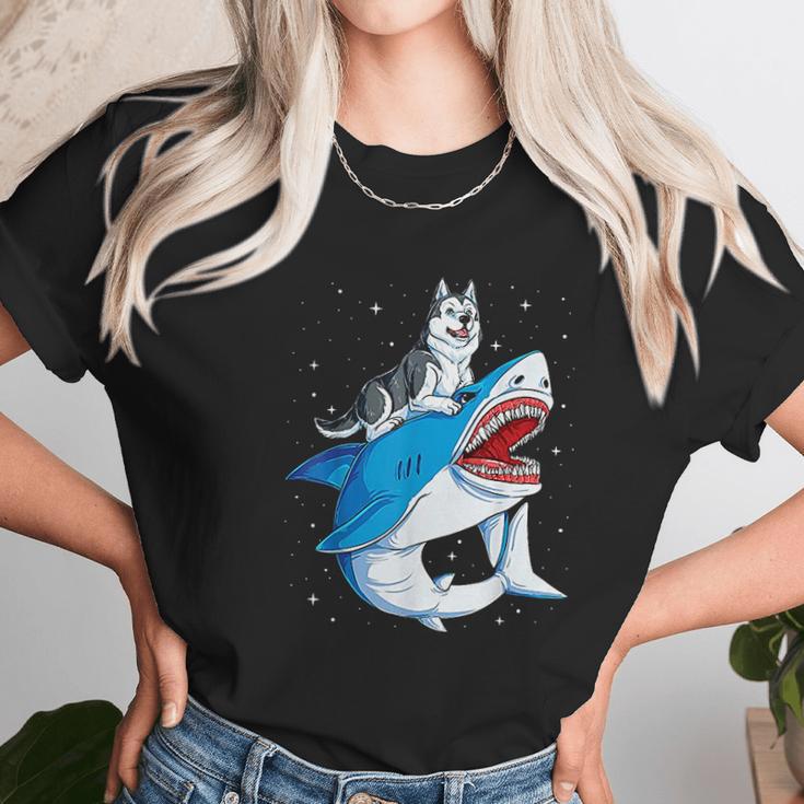 Siberian Husky Shark Jawsome Dog Lover Gifts Space Galaxy Unisex T-Shirt Gifts for Her