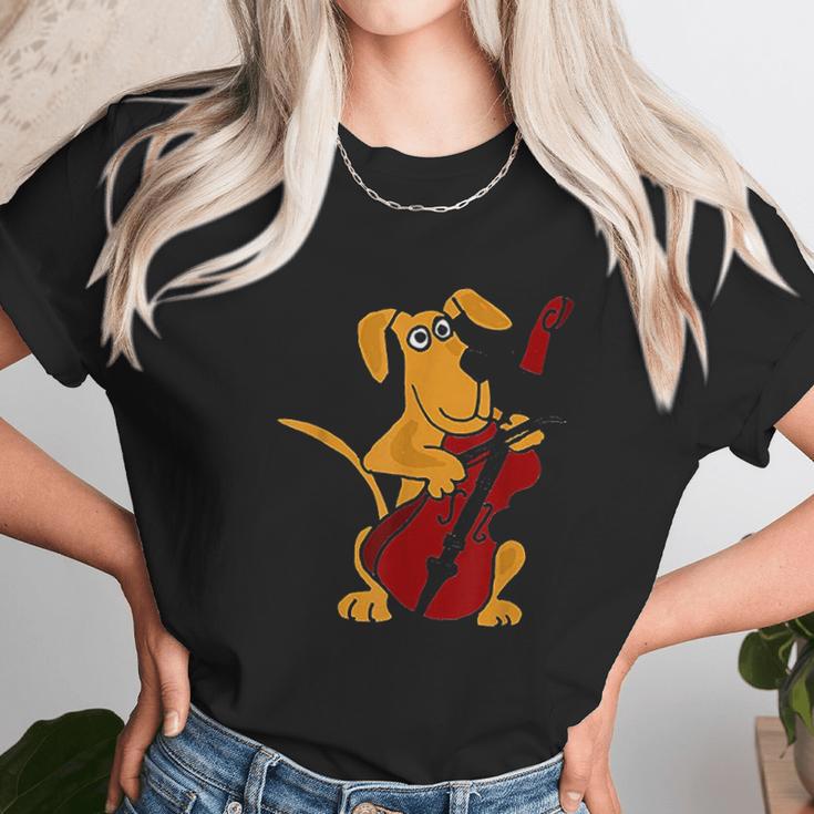 Smiletodays Brown Dog Playing Cello Unisex T-Shirt Gifts for Her