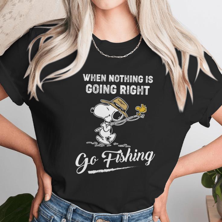 Snoopy Go Fishing Unisex T-Shirt Gifts for Her