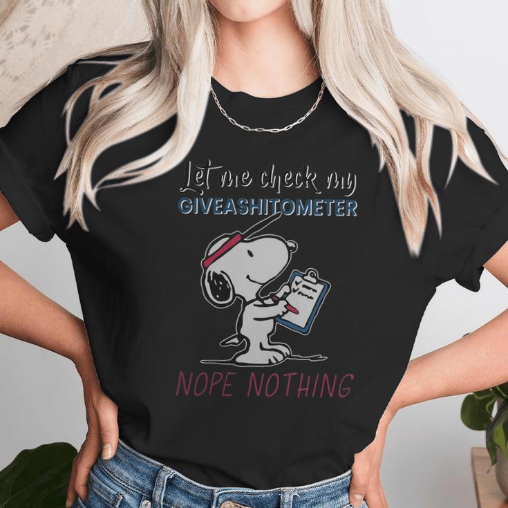 Snoopy Let Me Check My Giveashitometer Nope Nothing Unisex T-Shirt Gifts for Her