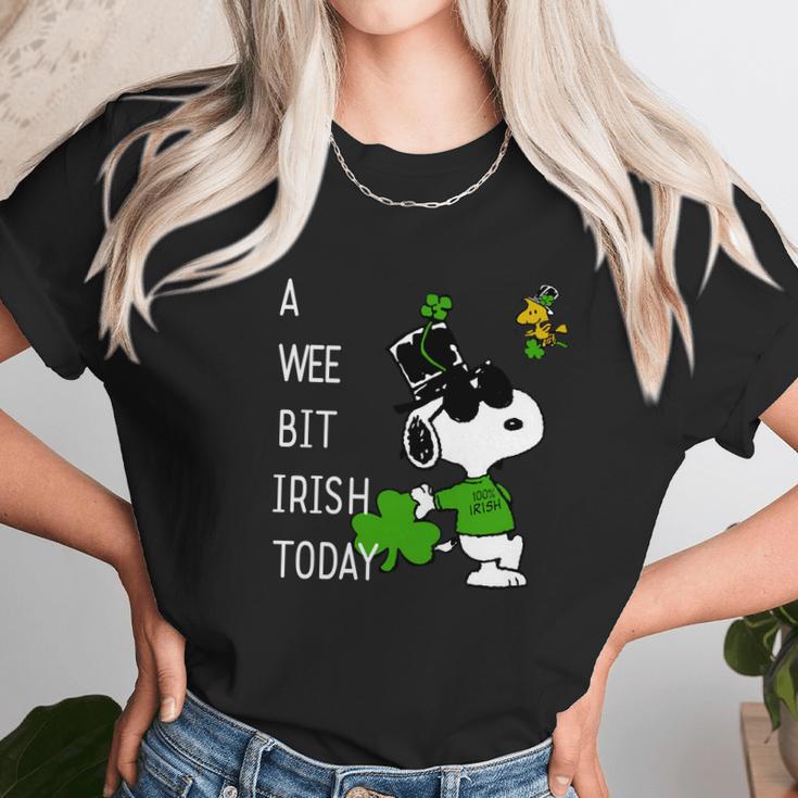 Snoopy A Wee Bit Irish Today Shamrock St Patrick’S Day Shirt Unisex T-Shirt Gifts for Her